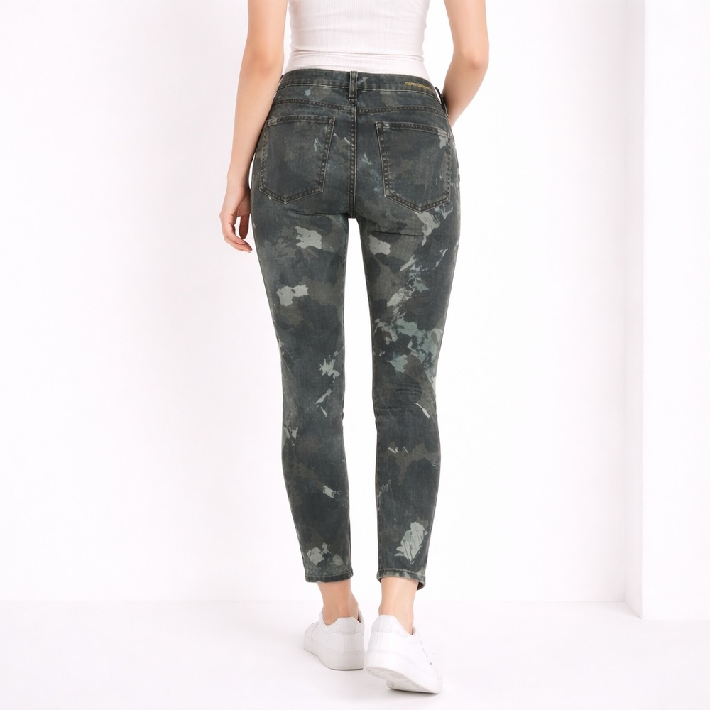CURRENT/ELLIOTT Stiletto Skinny Jeans Army Green Watercolor Camo Size 30 Cropped - Picture 9 of 10